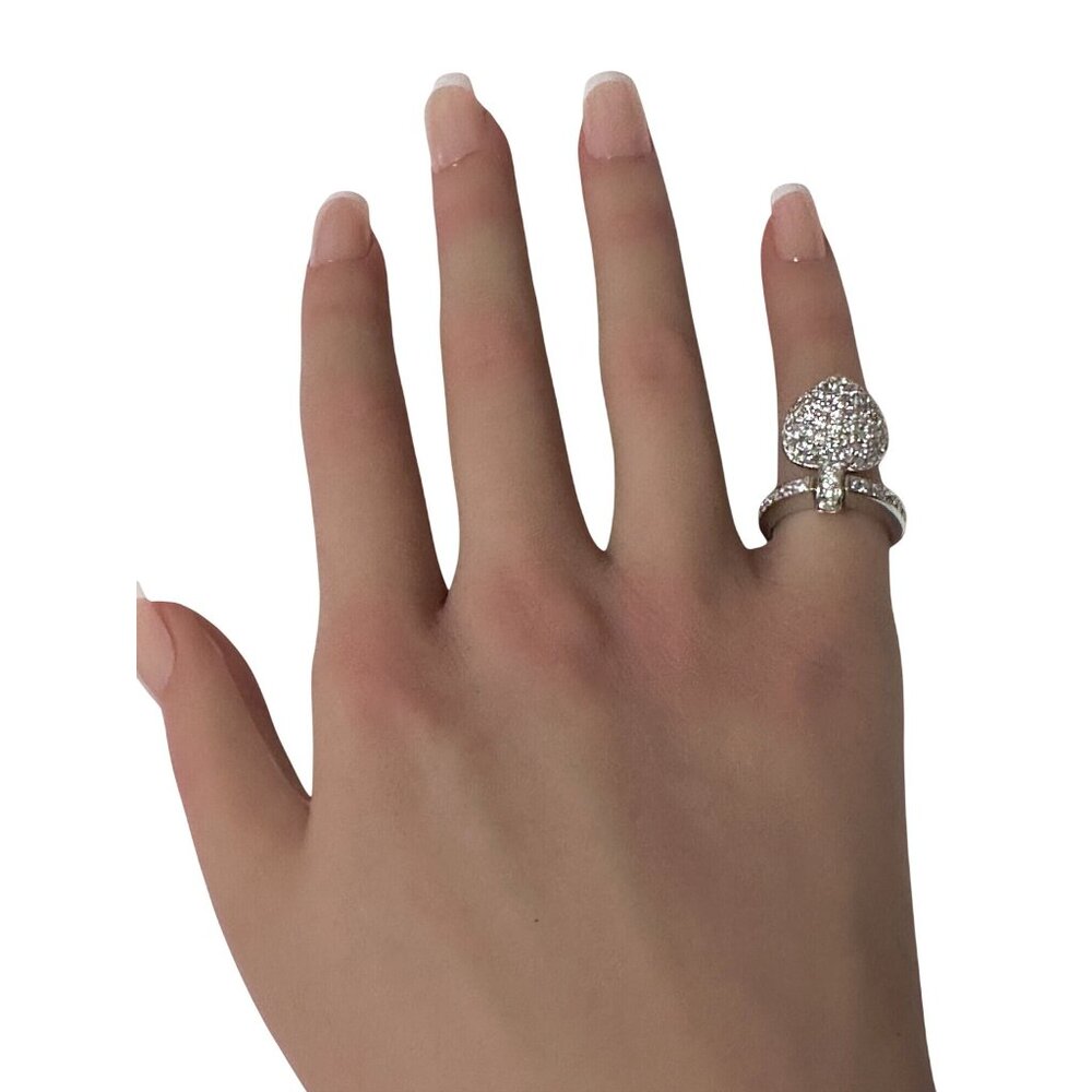 925 Sterling Silver Ring  Heart Cubic Zirconia Size 5 - Picture 7 of 7